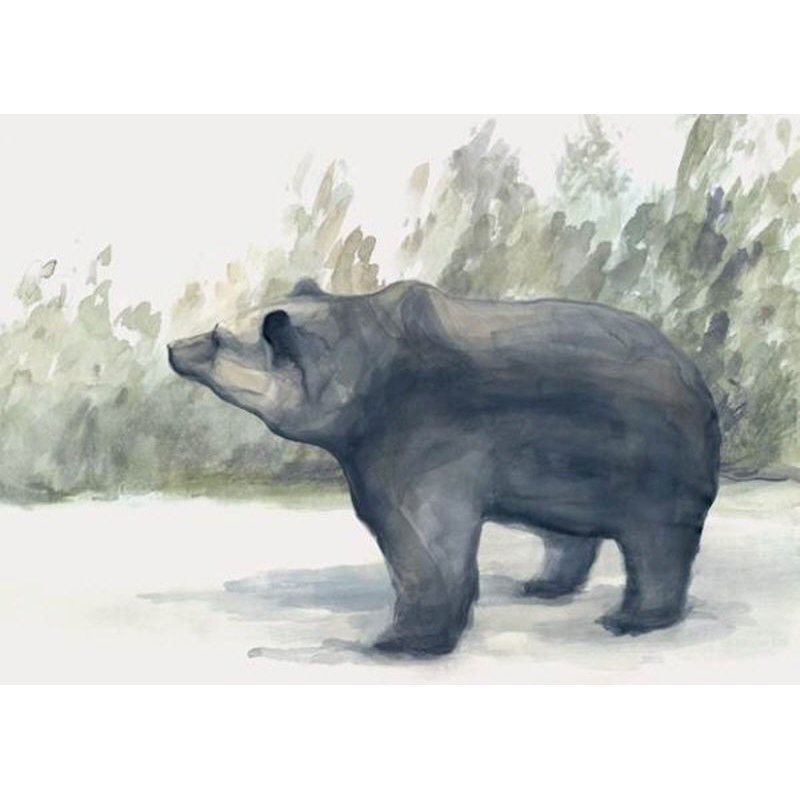 Black Bear Forest II Painting by D’Alessandro Léon, Image Brush Gel, 40" H x 54" W
