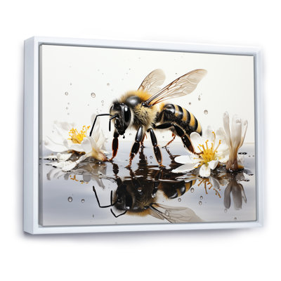 Minimalisme, abeille, réflexion sur l'eau, impression sur toile