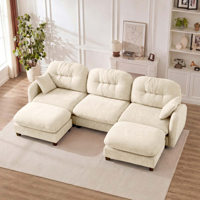 Canapé modulaire en chenille douce avec 3 repose-pieds et 3 repose-pieds de haute qualité avec 2 repose-pieds pour les chambres à coucher et les salons