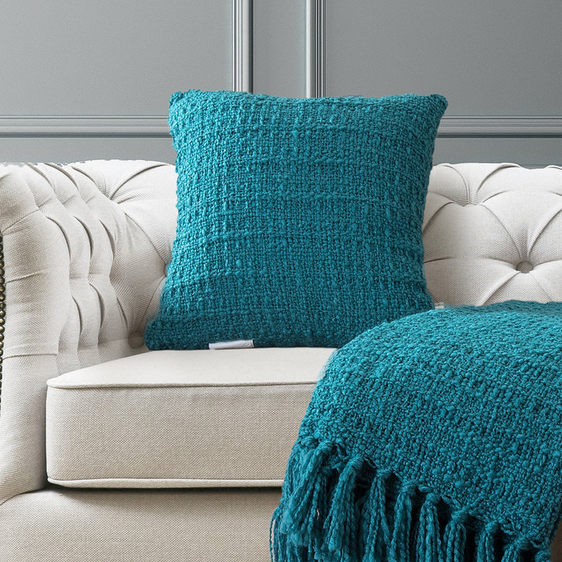 Housse de coussin carrée, Bleu sarcelle
