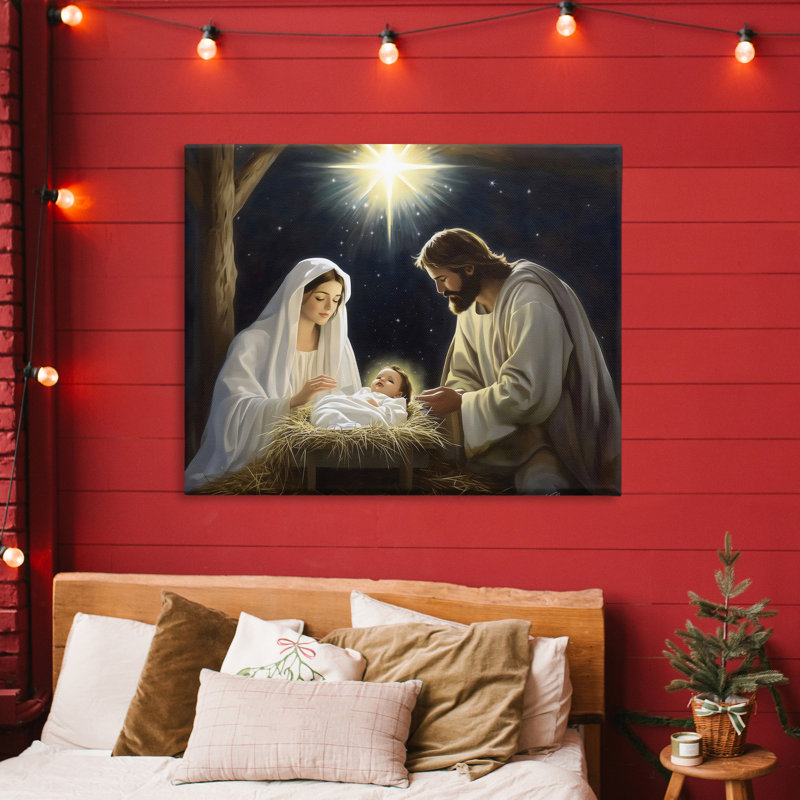 Toile de la crèche de la paix, conception par Arlington Prints, H 30 po x l 40 po