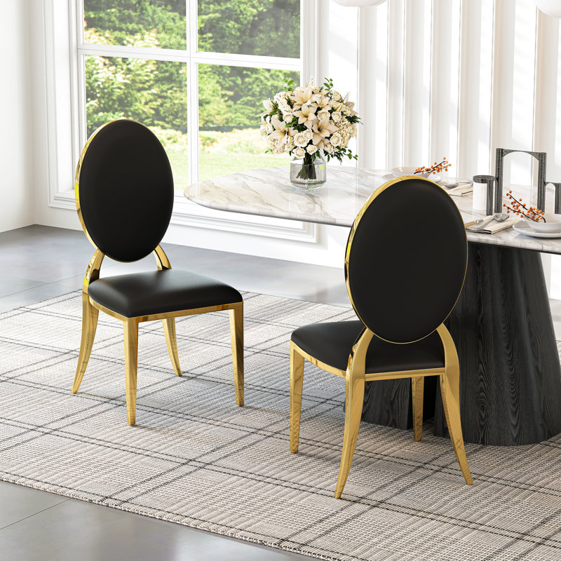 Chaise d'appoint en acier inoxydable Carterville, Noir, Doré