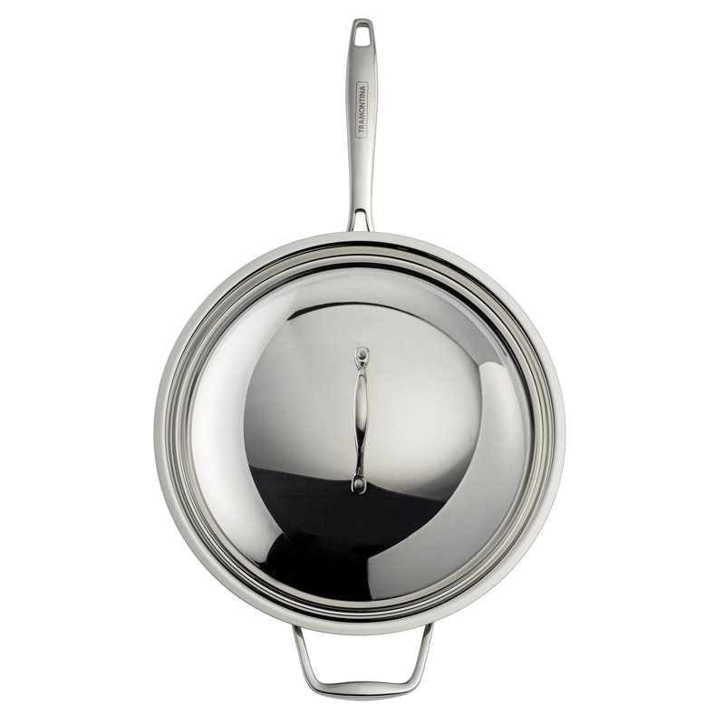 Wok en acier inoxydable 13,7 po avec couvercle