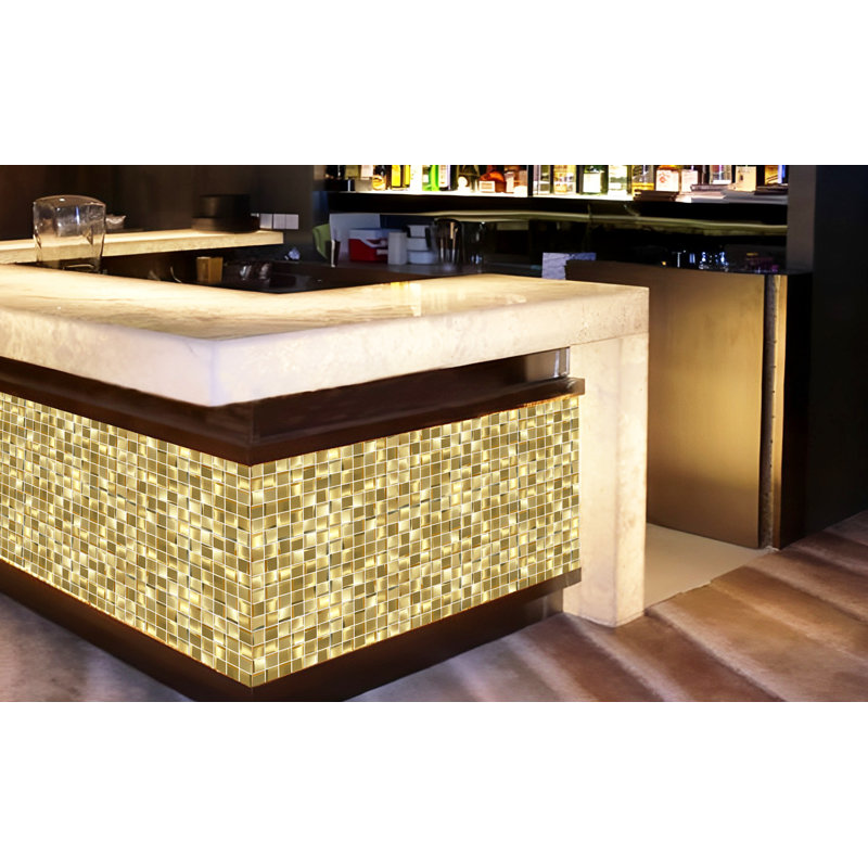 3D Gold Wall Panels 2'' X 2'' Square Metallic Wall Tile