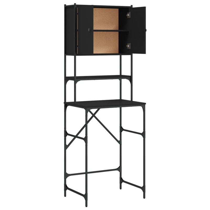 Engineered Wood, Metal Bathroom Cabinet, Black