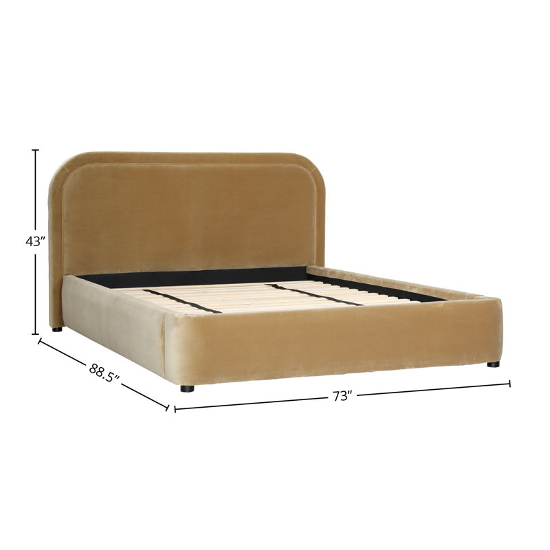 Agi Polyester Velvet Bed, Camel, Queen, Queen, Camel