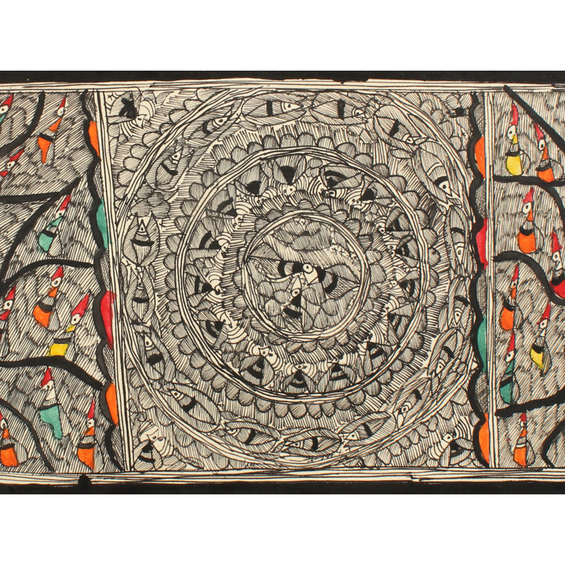 Arbre de vie avec mandala | Peinture Madhubani | Couleurs naturelles sur papier fait à la main