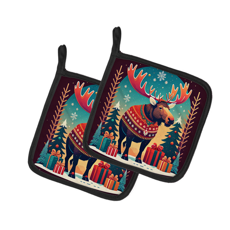 Paire de porte-casseroles Moose Christmas