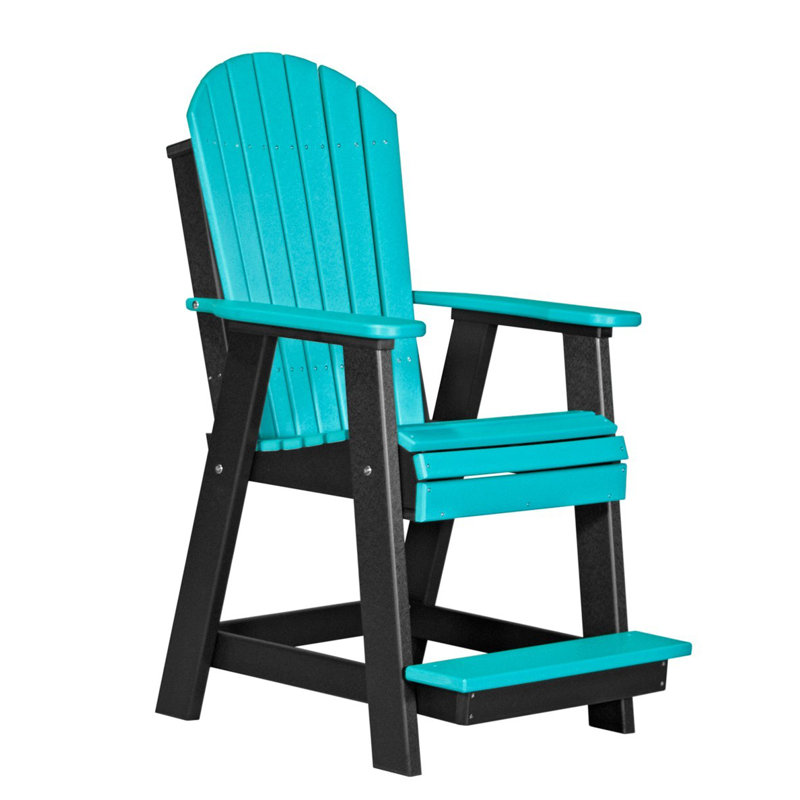 Chaise de terrasse Janel Adirondack, Bleu Aruba et noir, Chaise à accoudoir