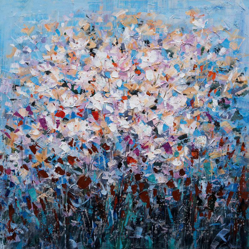 Fleurs colorées - reproduction d'art sur toile tendue, H 30 po x l 30 po x 1,5 po