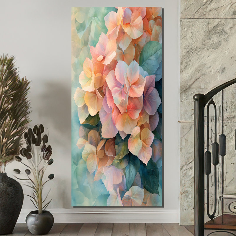 Abstract Hydrangea Summer Reflection II - Hydrangea Wall Art, 60" H x 28" W, Wrapped Canvas, Does Not Apply