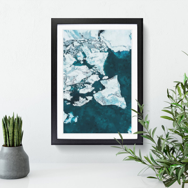 Broken Glacier in Iceland - Picture Frame Painting, Black, 48cm H x 36cm W x 2cm D