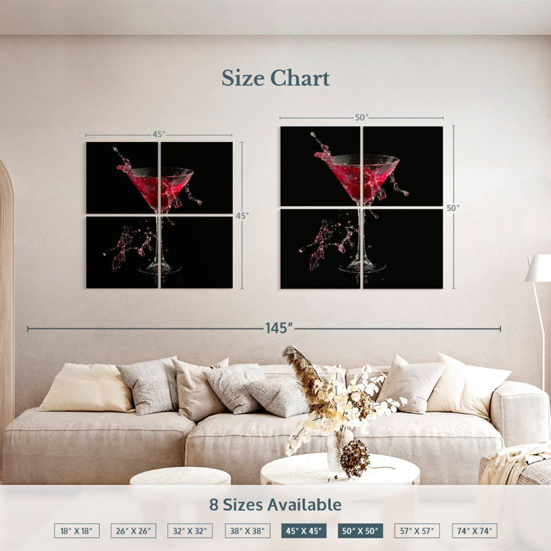 Yarlin Red Martini Splash, 50" H x 50" W