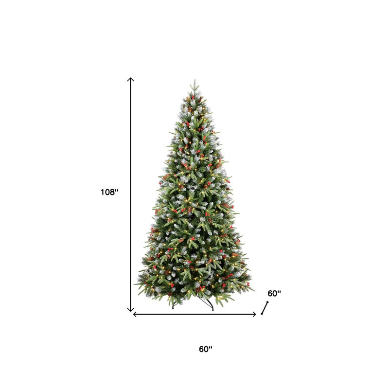 Sapin de Noël illuminé 9 pi avec décorations 9 pi