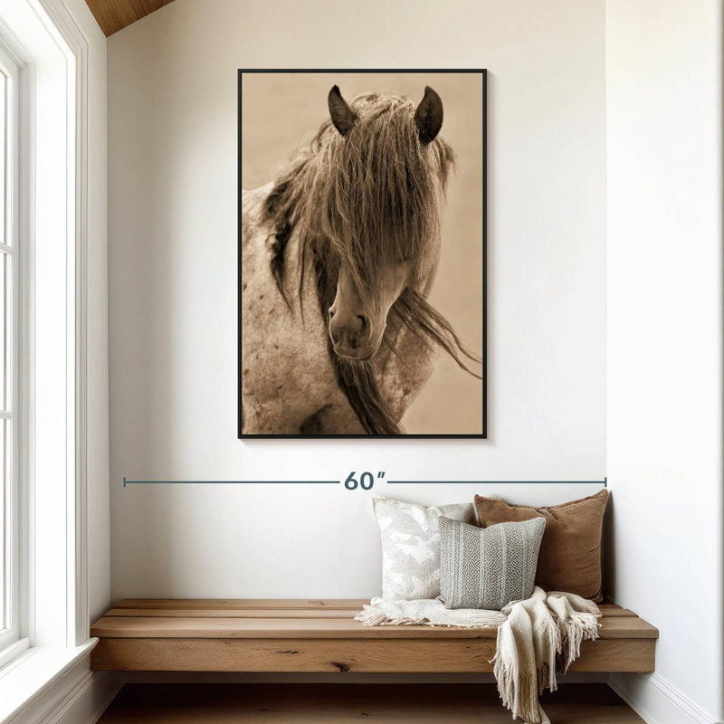 Cheval de la liberté, 31 po x 46 po, Cadre flottant noir