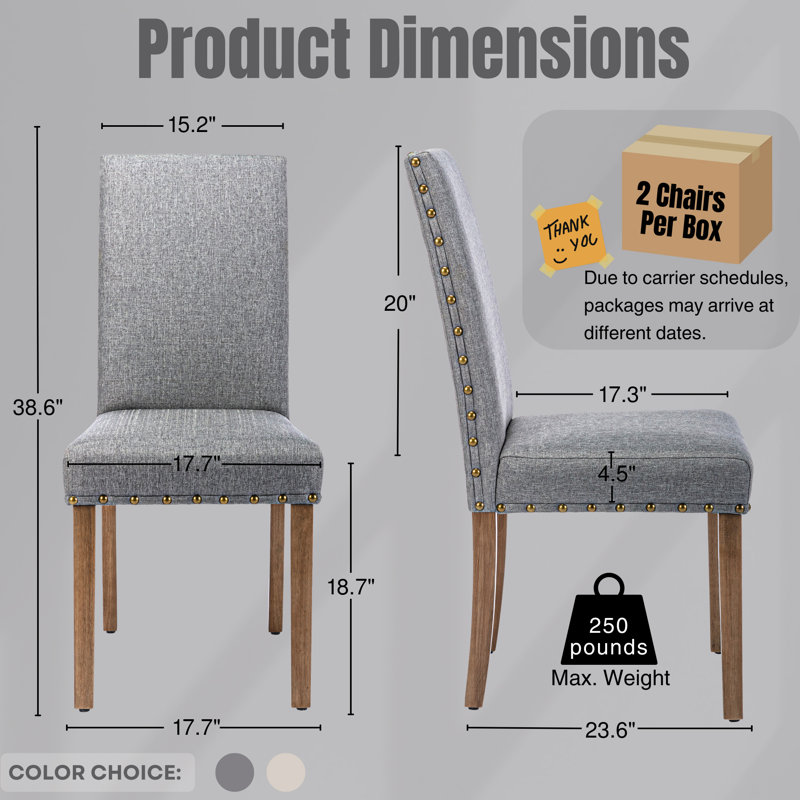 Allaya 19'' H Linen Upholstered Parsons Chair, Gray
