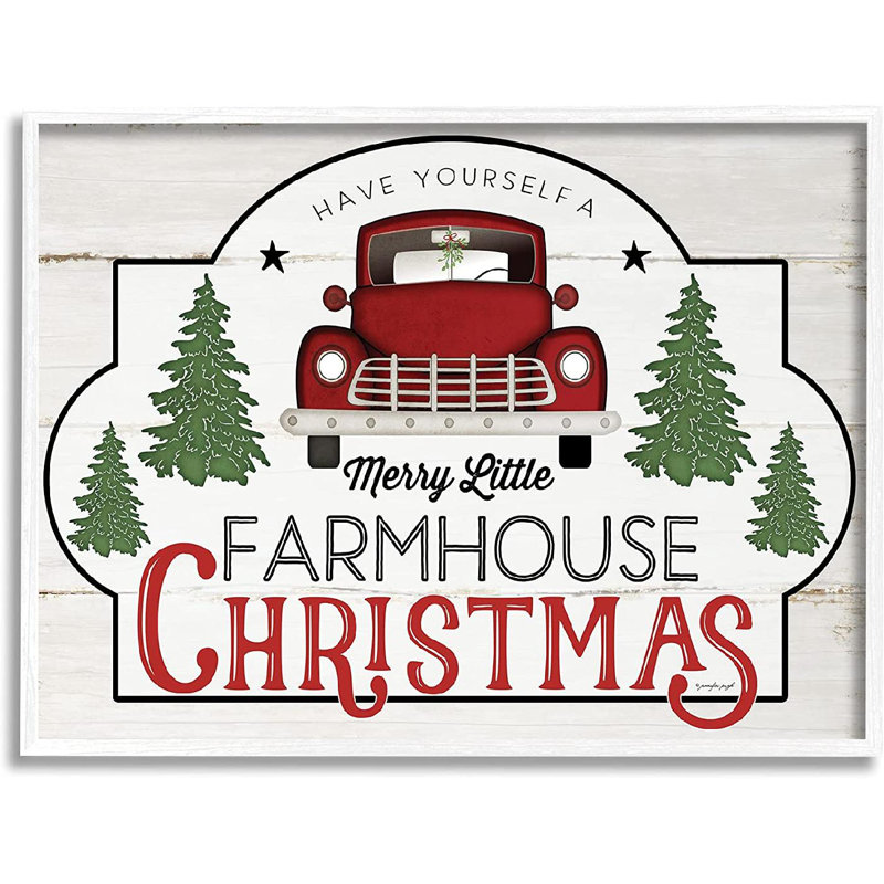 Merry Little Farmhouse Christmas Red Truck Tree Fo
