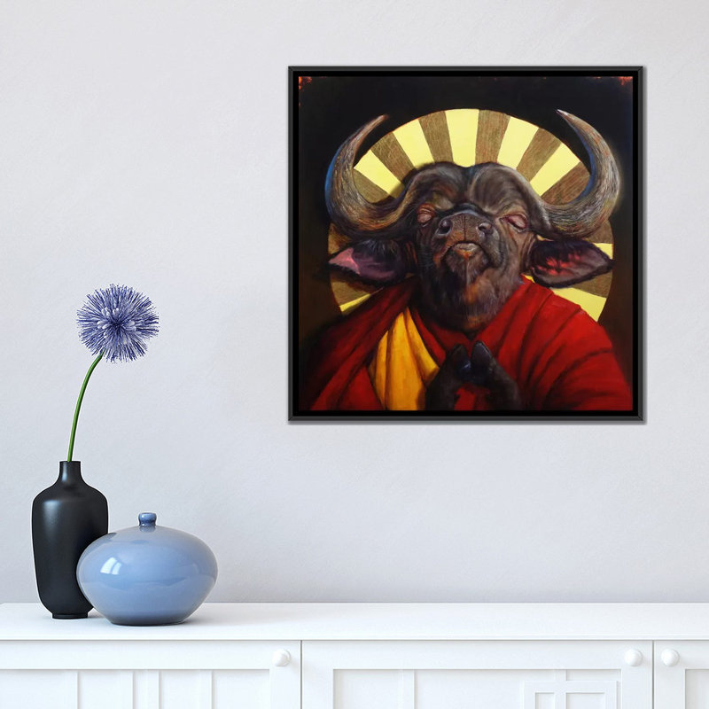 «Holy Cow II», reproduction sur toile, H 26 po x l 26 po x P 1,5 po, Toile avec cadre noir, Pas de tapis