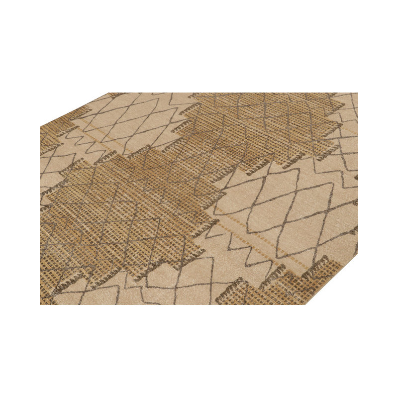 Distressed Homage Hand Knotted Wool Geometric Area Rug, Runner 3' x 14'