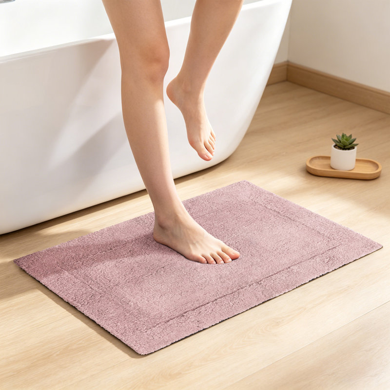 Tapis de bain antidérapant 100% coton, Simple - L 24 po x l 24 po, Dusty Pink