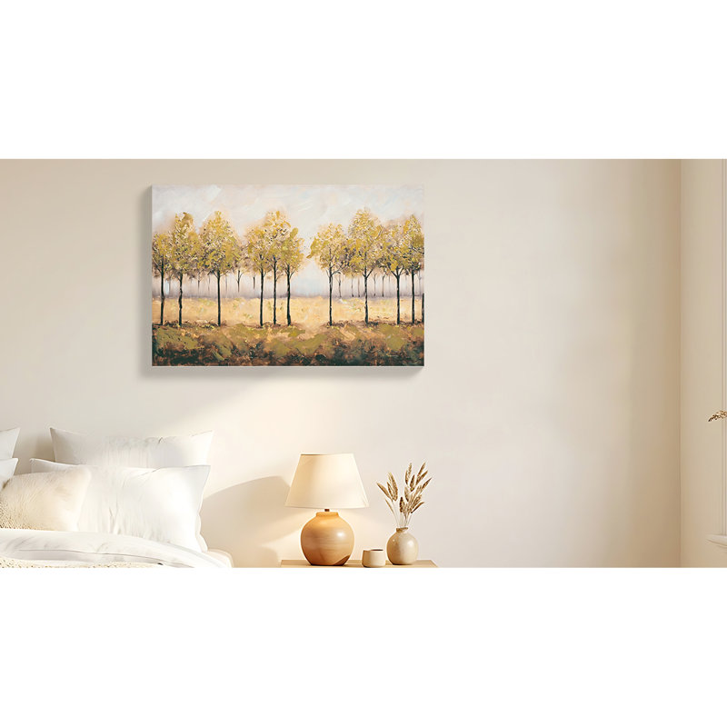 Or - Toile texturée 24 po x 36 po avec pierres intégrées à la main pour toute pièce d'automne