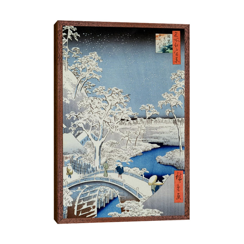 Winter Landscape by Japanese School - Floater Frame Painting on Canvas, 152.5 cm H x 101.5 cm W, Brown Framed