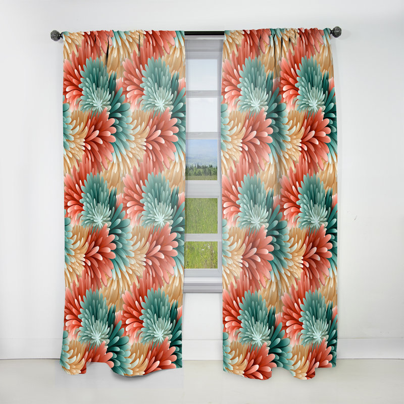 Corail illusion motif tropical II - Rideau floral - Rideau floral obscurcissant - 1 panneau, L 52 po x L 84 po