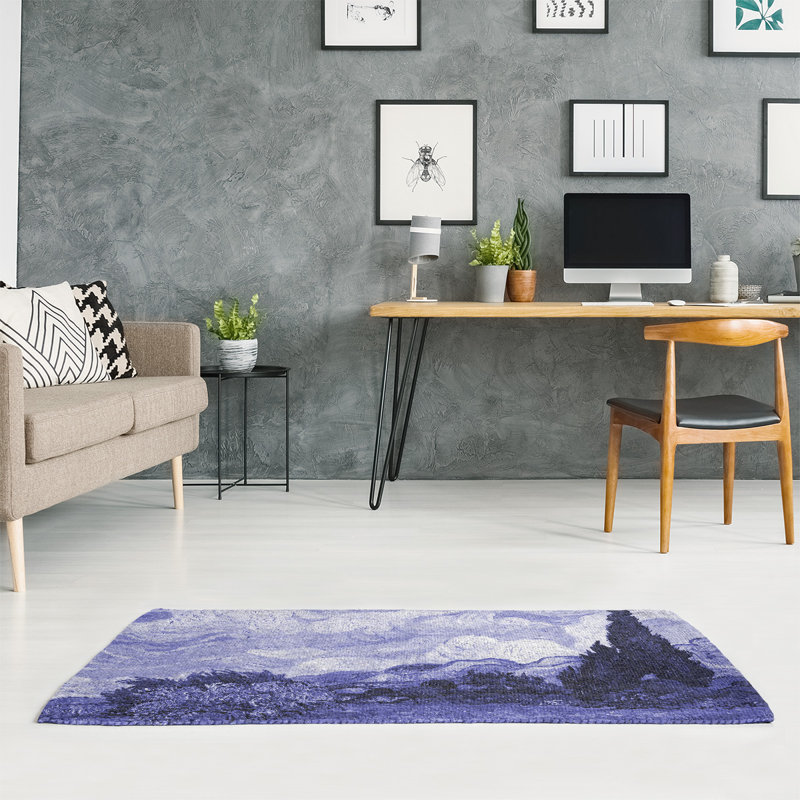 Tapis bleu de chenille wheatfield, Rectangle 3 pi x 5 pi