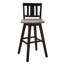 De 2 chaises de hauteur pub, bois d'hévéa massif, gris et noir patiné, pivotant à 360 °, dossier à lattes verticales pour la salle à manger, 2 chaises pivotantes grises / noires, mobilier rustique-903546611-903546614