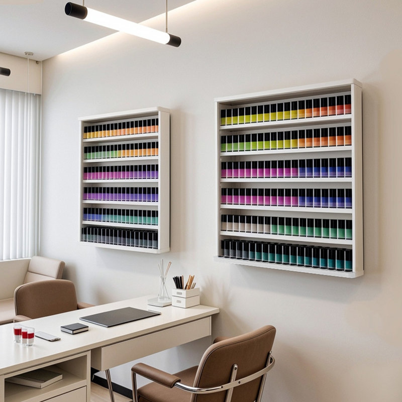 Support à 6 niveaux pour vernis à ongles mural avec séparateurs en acrylique - idéal pour organiser les vernis à ongles et les petits articles