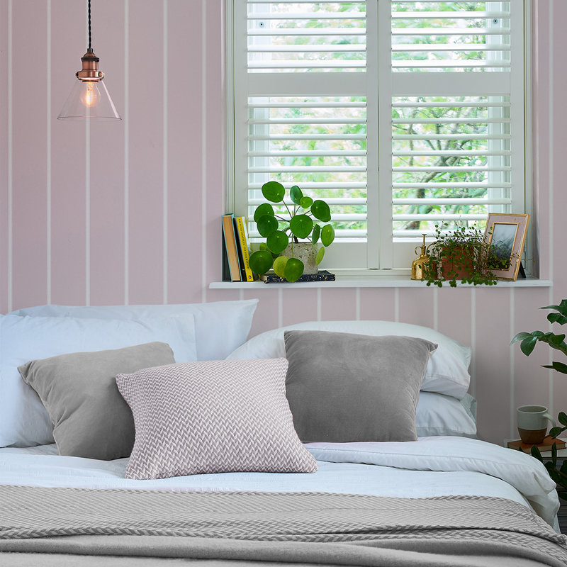 Laura Ashley Saltram Stripe Pale Amethyst Wallpaper, Pale Amethyst