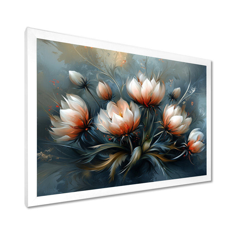 Iretha gris, chardon d'hiver, chanson Harmony IV - Thistle Large, art mural, Reproduction encadrée d'une seule photo, Blanc