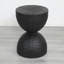 Table d'appoint / de bout ronde 12,2 po - Bois de manguier massif, rétro brûlé - noir-129581398