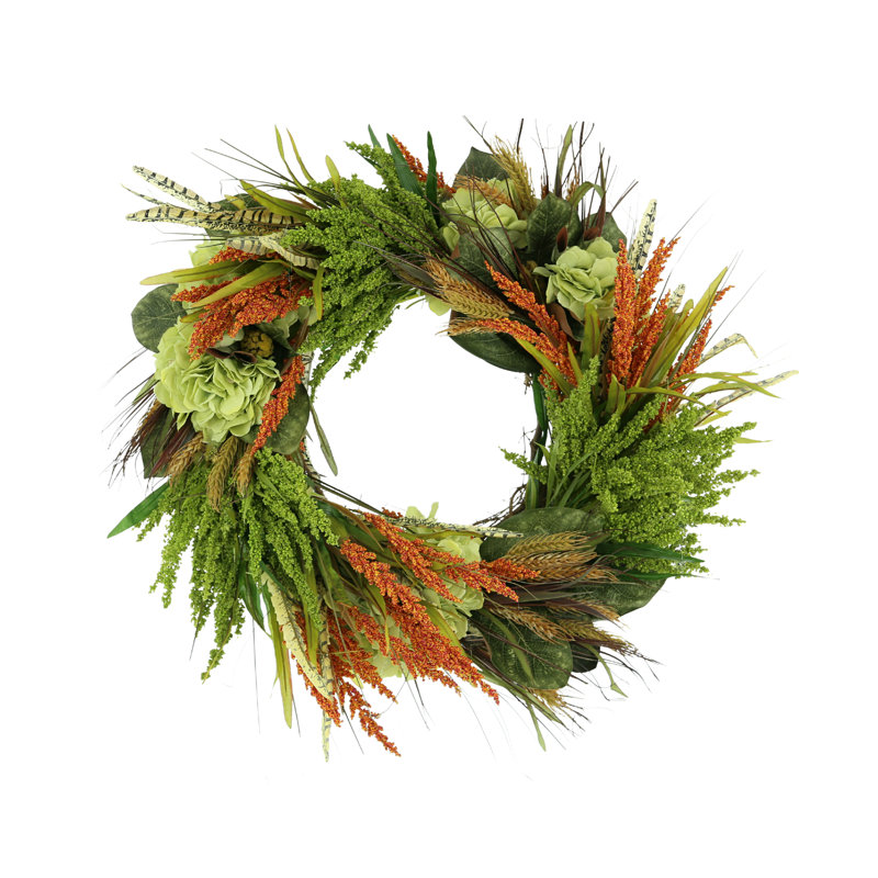 26" Heather, Wheat & Hydrangea Wreath