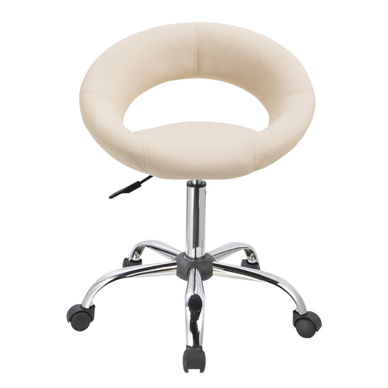 Kurt Backed Adjustable Height Lab Stool, Cream