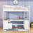 Karthika Wood Loft Bed With U-Shaped Desk, Drawers,Ladder And Storage Shelves-48948150-57975003
