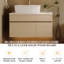 Meuble-lavabo flottant 31,5 pouces avec lavabo vasque en céramique, plateau en bois multi-couches, armoire à charnière silencieuse pour l'organisation des tiroirs de rangement