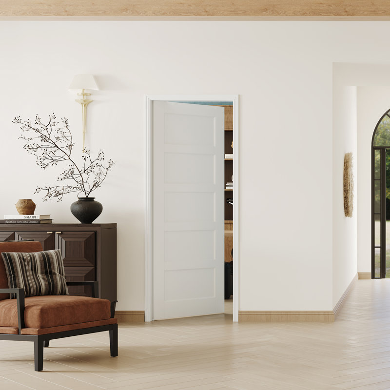Panneau de porte de garde-manger à 5 panneaux de style shaker intérieur, Gauche, 32 po x 80 po
