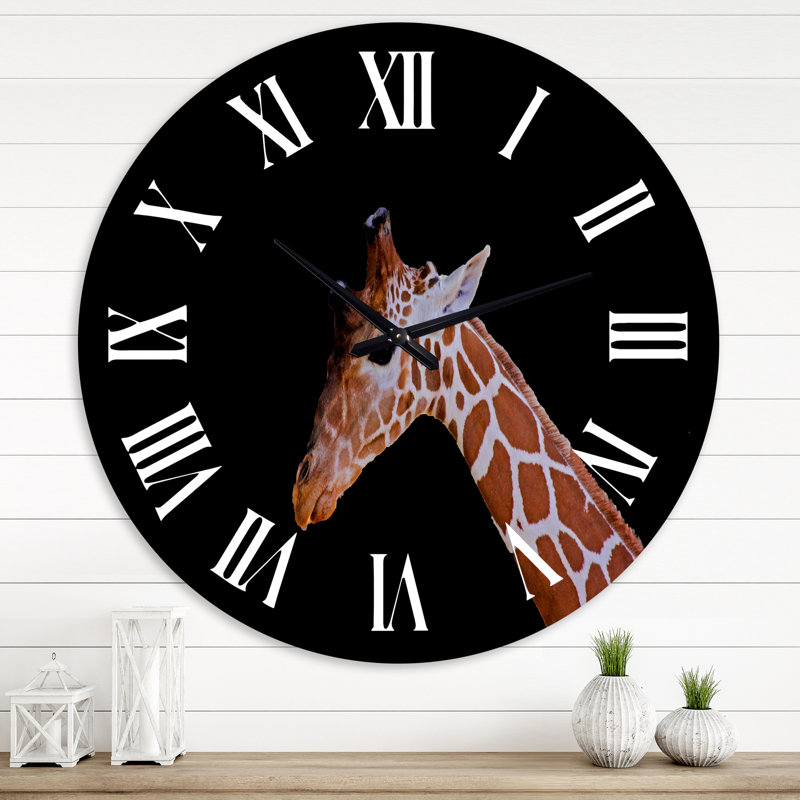 Portrait d'une girafe V - horloge murale de ferme, Surdimensionné