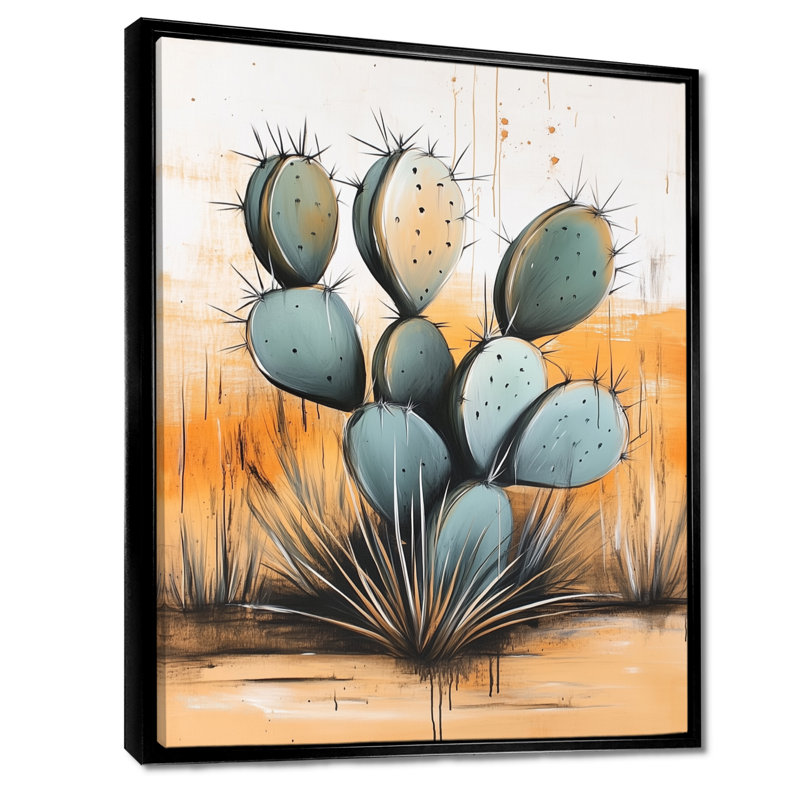 Toile encadrée verte, épineux, H 32 po x l 16 po, Cadre flottant noir