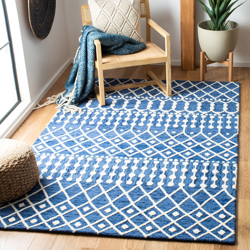 Tapis géométrique en laine touffeté à la main Diggs, Rectangle 9 pi x 12 pi