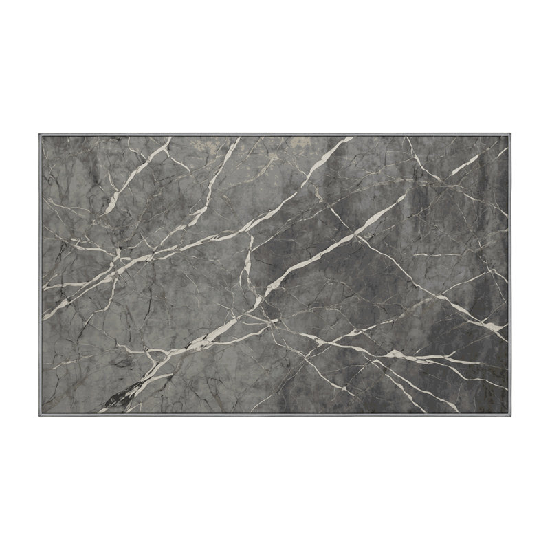 Tapis gris soyeux et moelleux, Rectangle 7 pi x 9 pi