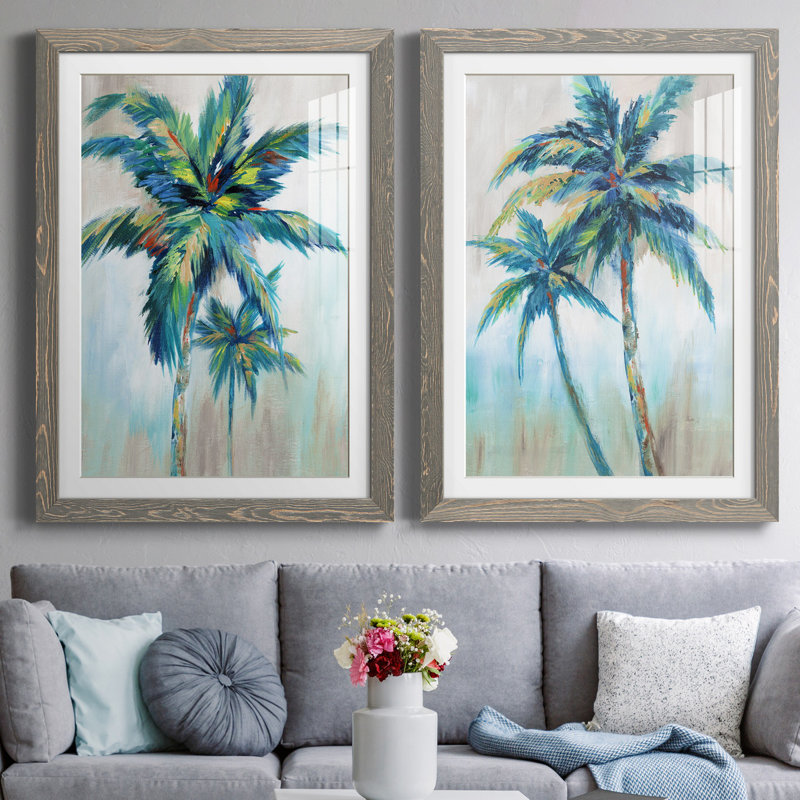 «Bright Breeze I», ensemble de reproductions d'aquarelles conçues par J Paul, Impression encadrée avec passe-partout, Gris