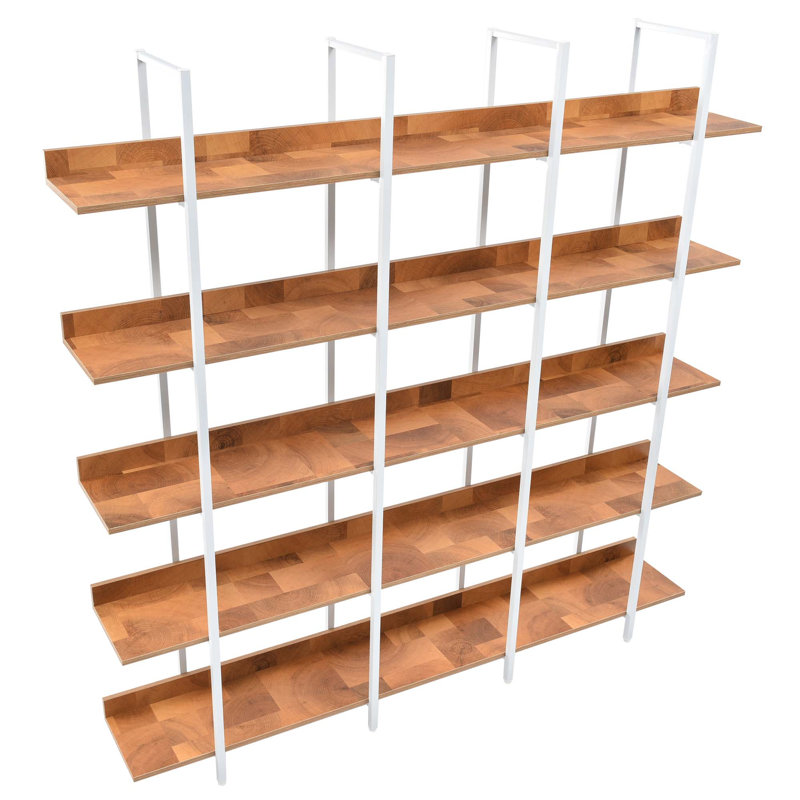 Bibliothèque de bureau à 5 niveaux, H 70,9 po x l 70,9 po x P 11,8 po, Blanc / brun
