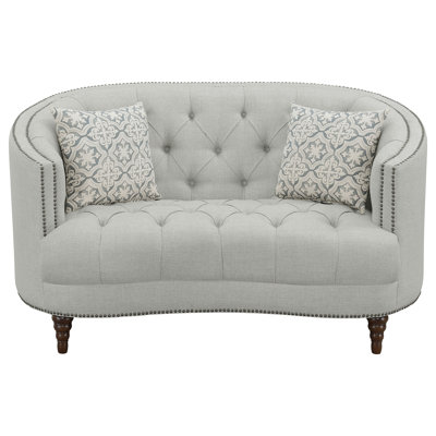 Luxury Maleana Upholstered Sloped Arm Loveseat Grey Velvet