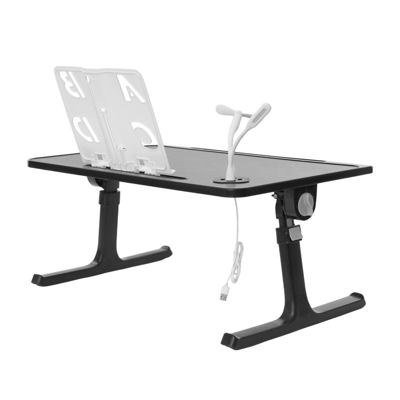Plateau rectangulaire pliable pour ordinateur portable à hauteur réglable, Noir, noir, noir, noir