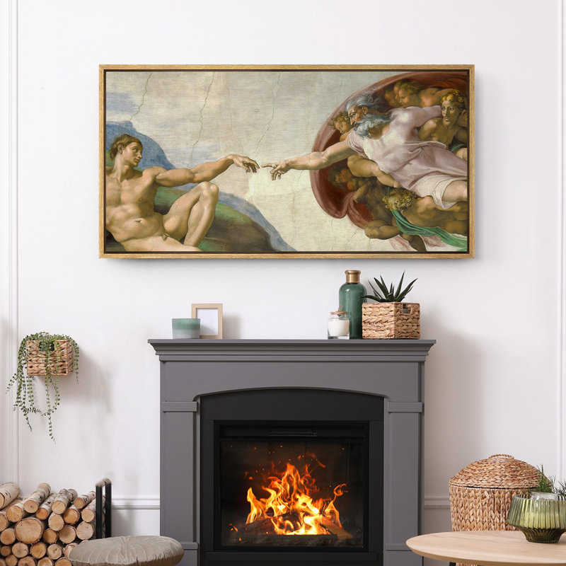 La création d'Adam par Michel-Ange, art moderne, H 30 po x l 60 po, Naturel