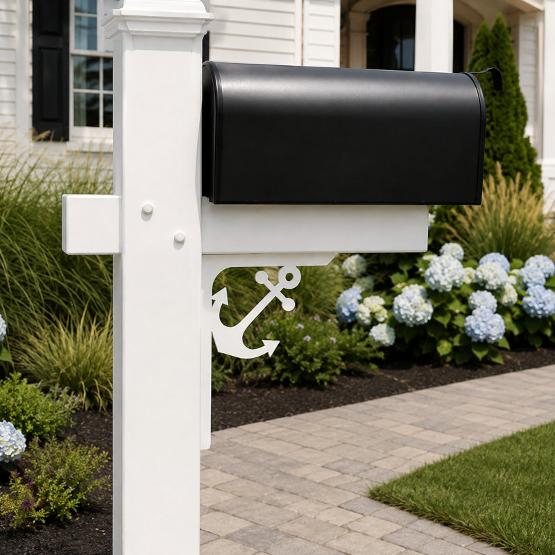 Support de boîte aux lettres ancre : Décor nautique en PVC résistant aux intempéries, 16 pouces