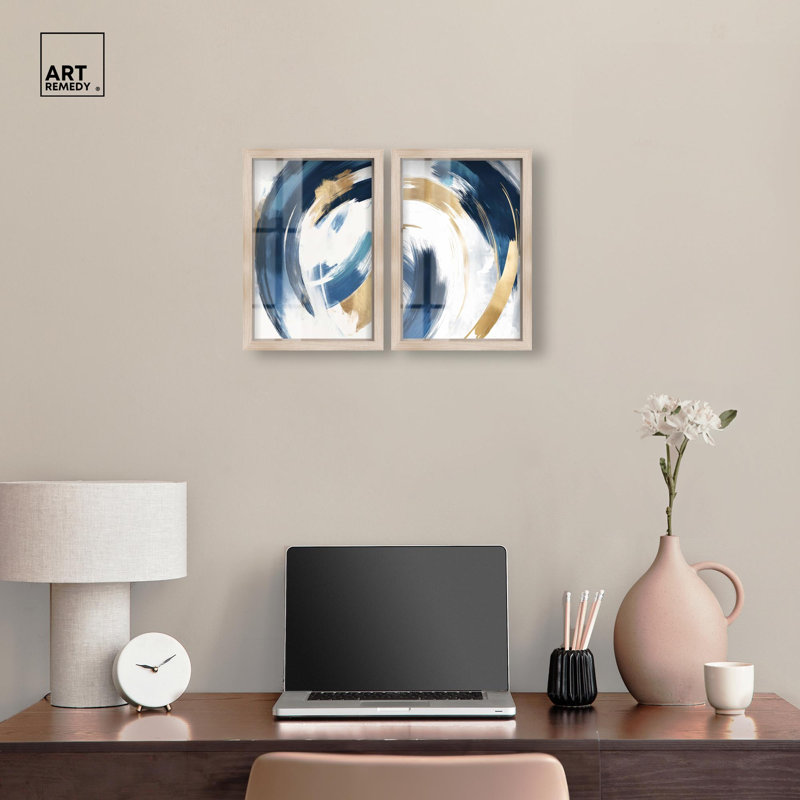 Ensemble de décorations murales abstraites abstraites Symphony Duo par Art Remedy, cadre blond, 10 x 15, H 16 po x l 11 po