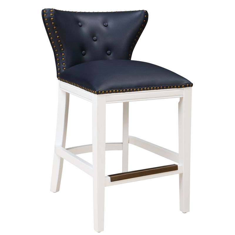 Upholstered Counter Stool with Solid Wood Frame